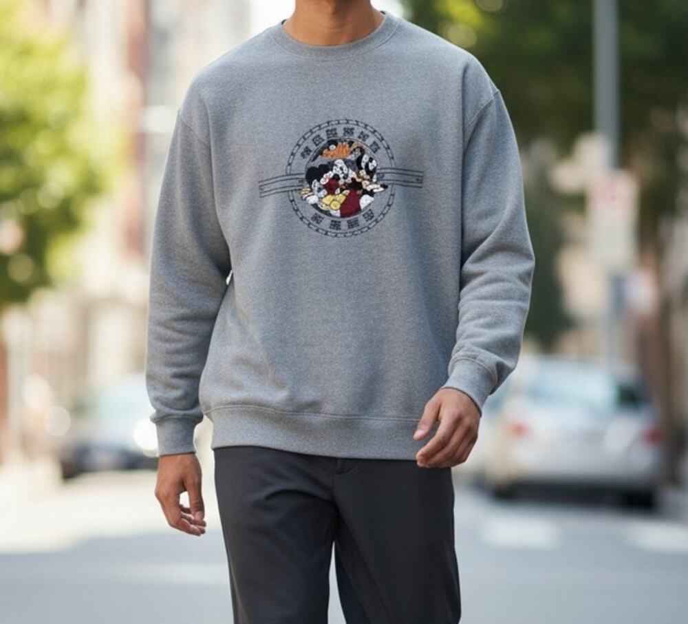 Warner Bros Studio Looney Tunes Pullover Sweater Men's XL Grey Bugs Bunny D Duck